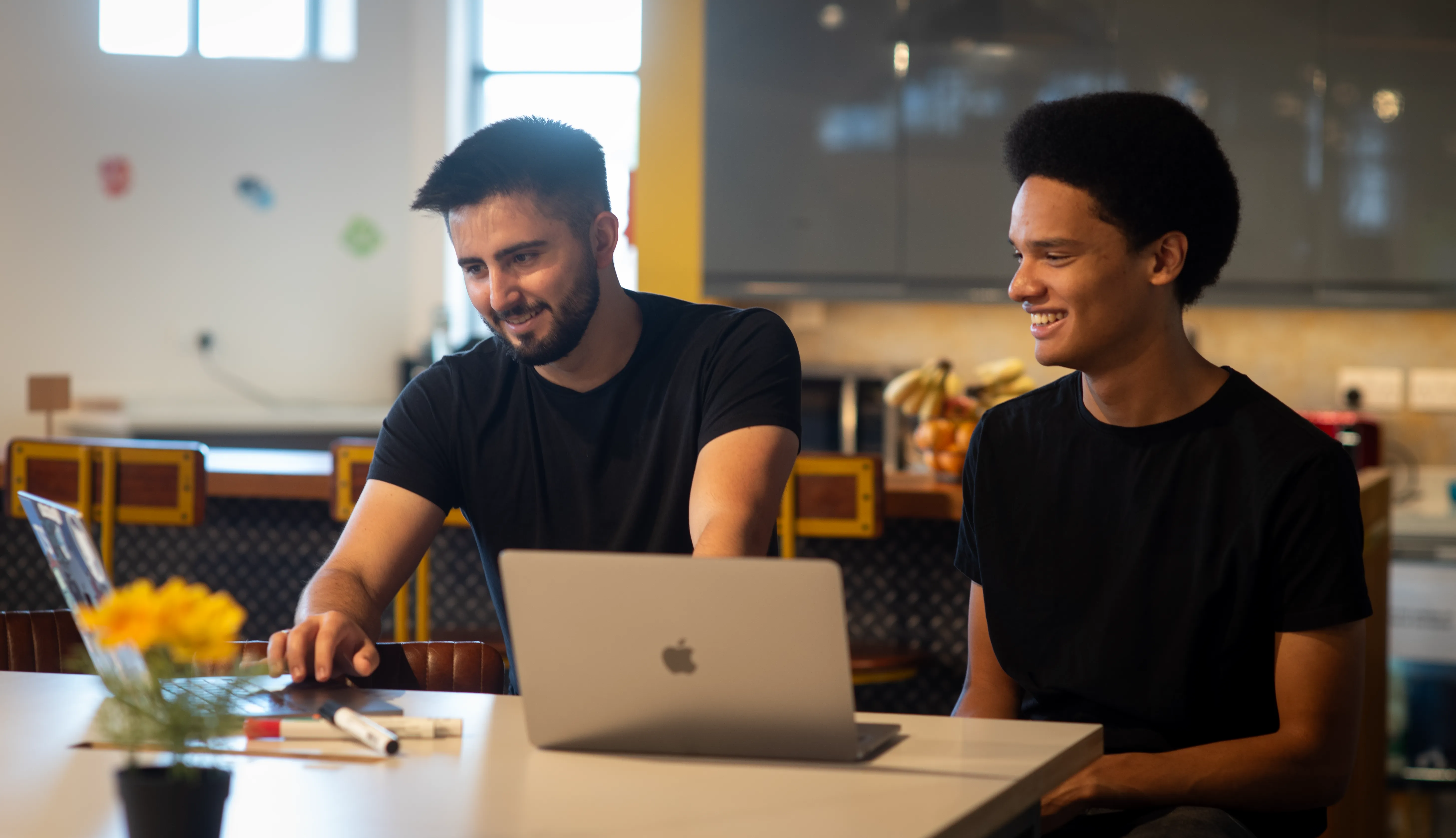 James and Niall working on a project