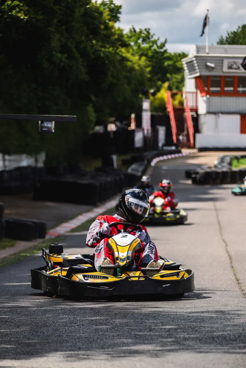 Max at a networking go-kart event